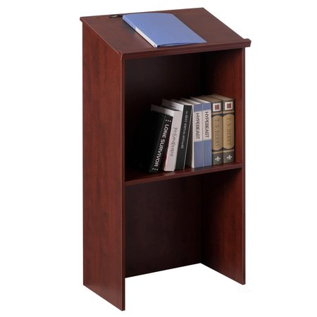 Basicwise Standing Floor Podium with Storage for Church, School, Office or Home, Cherry QI004421.CR